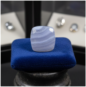 พลอยอะเกตสีน้ำเงินทรงเหลี่ยมเรียบแบบหลวม สำหรับงานฝีมือทำเครื่องประดับสมัยใหม่และการออกแบบสร้างสรรค์ - Product Image 2