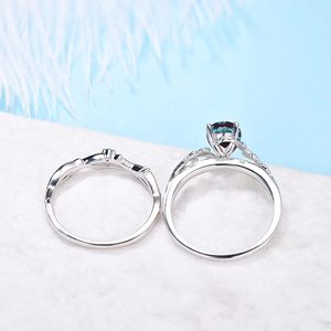 Pear Cut Alexandrite Engagement <b>Ring</b> <b>925</b> Sterling <b>Silver</b> Rose Gold Plated 18K Gold Accent Classic Wedding Bridal <b>Ring</b> - Product Image 3