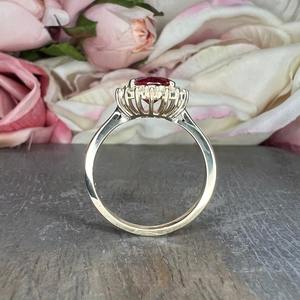 แหวนเพชรรูปวงรีมาใหม่ตัดสีแดงทับทิม14K สีเหลืองทองอัญมณีรัศมีแหวนหมั้นสำหรับผู้หญิง - Product Image 3