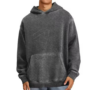 Sudadera con capucha transpirable impermeable de algodón de rizo francés de gran tamaño de invierno para hombre hecha en Pakistán - Product Image 1