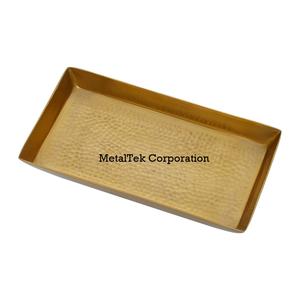 Bandeja de servicio decorativa para encimera rectangular, acabado martillado, bandeja de almacenamiento de cosméticos multiusos irrompible, platos de desayuno - Product Image 6