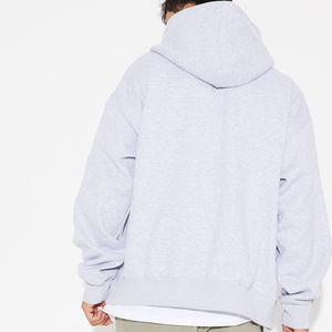 Sudaderas con capucha en blanco de algodón 100% liso de gran tamaño para hombre, jersey con logotipo impreso personalizado, sudaderas con capucha transpirables de talla grande Unisex para hombre - Product Image 5