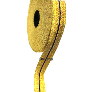 Ceremonial Gold Mylar <b>Braid</b> Lace Guards Lace Style with Purple Stripe Solid Gold Uniform Trim - Product Image 2