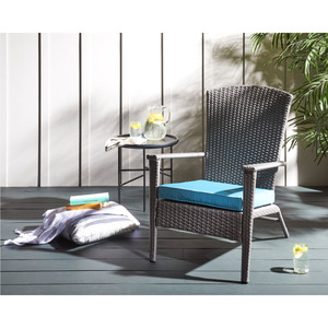 Silla de comedor exterior Sheila de mimbre tejido gris de diseño moderno con material plástico y madera de alta calidad - Product Image 2