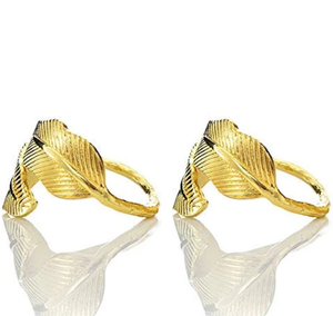 Ronds de serviette feuille d'or réglables meilleurs prix vaisselle porte-serviette décoratif pour les vacances ronds de serviette moulés décoratifs - Product Image 1