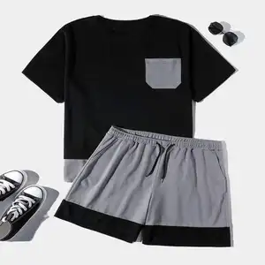 Wholesale Low Price Hot Sale Summer Sports t shirt and short set Cotton Linen Loose Casual Men's Shirt Set Supplier