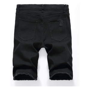 Wholesale New Brown <b>Black</b> 100% Cotton <b>Denim</b> Eco-Friendly Casual Rugged Mid <b>Waist</b> Relaxed Fit Distressed Style <b>Shorts</b> - Product Image 2