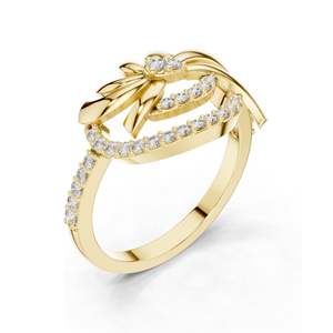 Bague en or 18 carats, 14 carats, 10 carats et argent 925 avec diamant de laboratoire floral en spirale de 0,263 carats, clarté VVS-VS EF, moissanite - Product Image 4