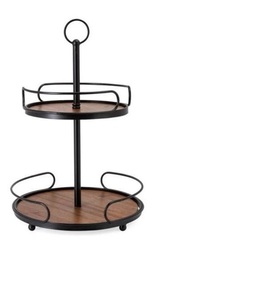 Soporte para Pastel de Madera de Dos Niveles, Forma Rectangular, Diseño Moderno, Apto para Horno, de Alta Calidad, para Cumpleaños, Bodas, Fiestas, Cupcakes, Galletas - Product Image 1