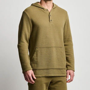 Sudadera con Capucha para Hombre, Estilo Waffle, Mezcla de Poliéster/Algodón, Invierno, Lisa, Teñida, Sudadera con Capucha, Ropa Urbana - Product Image 5