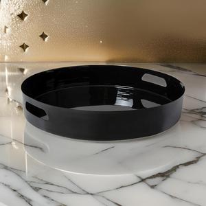 Plateau en fer peint noir brillant, plateau décoratif multifonctionnel, plateau de service, rangement cosmétique, prix bas, décoration de la maison, plateau en métal - Product Image 6