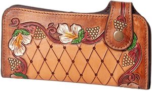 New Hand Tooled Carving <b>Coin</b> <b>Purses</b> Stylish Multi Uses Western Leather Zipper <b>Coin</b> <b>Purses</b> Hot Selling for Women - Product Image 2