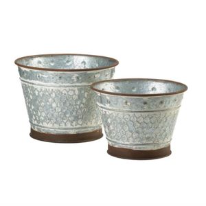 Accessoires de décoration de jardin à la maison Jardinières galvanisées Ensemble de jardinières et de seaux à fleurs en métal rustique fabriqués à la main Noël - Product Image 2