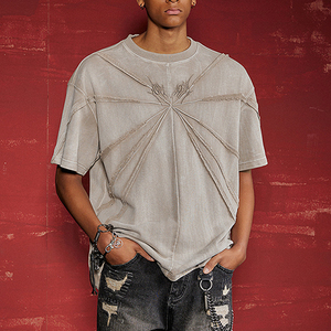 Vente en gros 100 coton délavé à l'acide t-shirt surdimensionné 250Gsm t-shirt lourd pour hommes t-shirt vintage blanc personnalisé - Product Image 1