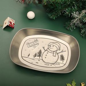 Plateau de service en métal en forme de bonhomme de neige de Noël, plat décoratif de fête pour les biscuits, les collations, la décoration de table, cadeau - Product Image 2