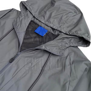 Traje cortavientos informal para hombre, patrón sólido, transpirable, con cremallera, cortavientos con capucha, protección solar, chándal para invierno - Product Image 3