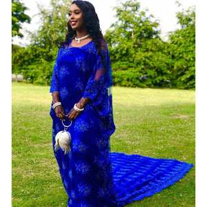 Robe fourreau en mousseline à imprimé floral Sapphire Blossom Somali Dirac avec taille naturelle - Product Image 1