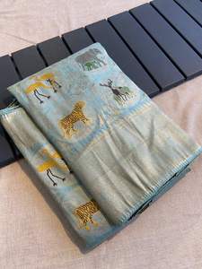 ชุดส่าหรีผ้าไหมสำหรับผู้หญิงและเด็กผู้หญิงเสื้อส่าหรีพิมพ์ลาย Kanchipuram แบบอินเดียดีไซน์ล่าสุด - Product Image 4