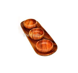 Lot de 3 assiettes de service en bois avec plateau de fruits secs de taille personnalisée de qualité de luxe pour vaisselle - Product Image 3