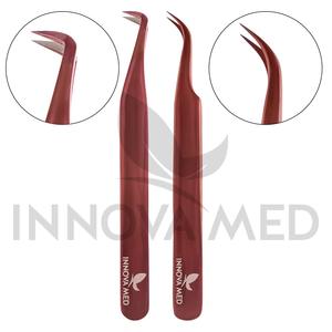 Pince à épiler à pointe inclinée en acier inoxydable de haute qualité pour les extensions de cils de volume Outil de beauté de marque privée OEM avec pointe droite - Product Image 4