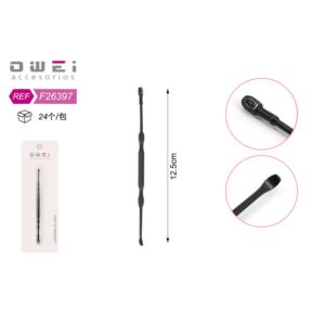 Pique-oreille double face en métal noir pour le nettoyage des oreilles - Product Image 1