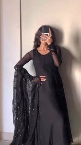 Meilleures ventes Robe de soirée en georgette pour femmes avec Dupatta Nouveau créateur de soie et rayonne Salwar Plus Size Available - Product Image 5