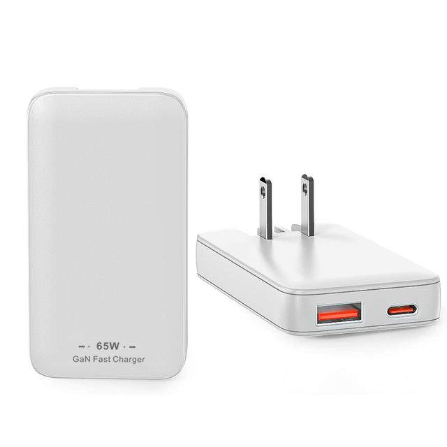 65W Flat Wall Chargers, Ultra Thin Dual Port Type-C USB-A for iPhone and Samsung Galaxy Phone Models, Folding Plug Power Adapter