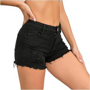 Pantalones cortos de mezclilla elásticos de cintura media para mujer, pantalones cortos informales de verano para mujer, talla - Product Image 6