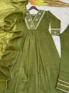 Ready Made Premium Collection Fancy Wear HEAVY MICRO COTTON Suit Stitched <b>Woman</b> Dress With Dupatta <b>Set</b> - Product Image 4