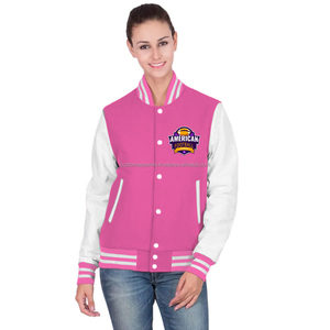 Chaqueta Varsity de Algodón Personalizada para Mujer, Chaqueta Letterman de Primera Calidad con Forro Polar y Bordado Estilo Streetwear - Product Image 1
