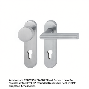 Juego de escobillas cortas Amsterdam E58/353K/1400Z de acero inoxidable F69 PZ, juego reversible redondeado, accesorios para chimenea HOPPE - Product Image 3