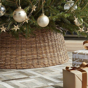 Jupe d'arbre de Noël en osier tissé à la main collier d'arbre en rotin naturel pour décor de Noël de ferme et couverture d'arbre de vacances - Product Image 1