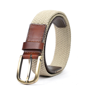 เข็มขัดผ้าใบหนังแท้สำหรับผู้ชายสีขาวพร้อมหมุดอัลลอยสำหรับหัวเข็มขัดแบบลำลอง - Product Image 1