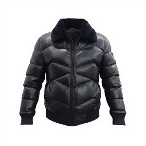 Nueva Chaqueta de Cuero Negra para Hombre, Estilo Casual, Deportiva, para Motociclistas, con Cierre - Product Image 1
