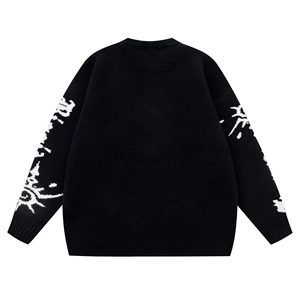 Jersey de punto de manga larga con patrón de Jacquard de logotipo personalizado de invierno de alta calidad para parejas, suéter de talla grande para hombre - Product Image 2