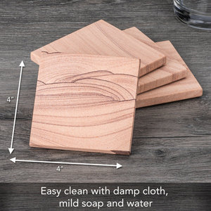 Posavasos de Madera Modernos, Elegantes y Sencillos, Cuadrados, Acabado Natural en Nogal, Duraderos y Ecológicos para Uso en el Hogar, Hotel y Cocina - Product Image 3