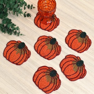 แผ่นรองแก้วใส่เครื่องดื่มประดับลูกปัดฟักทองหลากสีงานปาร์ตี้ฮาโลวีนสำหรับฤดูใบไม้ร่วงที่วางแก้วกาแฟ - Product Image 3