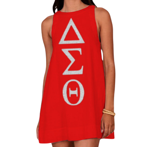 Listo para enviar Vestido blanco acampanado sin mangas casual con parches de lentejuelas vestido para mujer Vestido de verano informal de longitud corta - Product Image 5