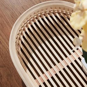 Bandeja de té de un solo nivel de estilo costero de lujo elegante, vajilla interior de fibra de bambú de moda para exhibición de frutas, bandejas de almacenamiento para servir - Product Image 6