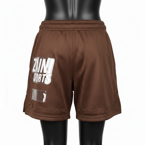 Shorts en maille polyester douce de haute qualité 160 GSM, couleur chocolat, tissu respirant, logo personnalisé brodé, shorts pour femmes - Product Image 2