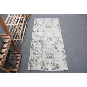 Tapis turc 2,3 x 4,8 pieds, petit tapis vintage, tapis oriental blanc et bleu - Product Image 1