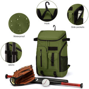 กระเป๋าเป้สะพายหลังสำหรับผู้ใหญ่พร้อมที่ใส่ไม้เบสบอลและตะขอเกี่ยวรั้วน้ำหนักเบากระเป๋าซอฟต์บอลสำหรับผู้ชาย - Product Image 3