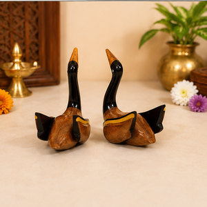 Figuras de cisnes de madera hechas a mano, 2 piezas, esculturas de animales tradicionales, decoración de mesa, adorno para sala de estar - Product Image 5