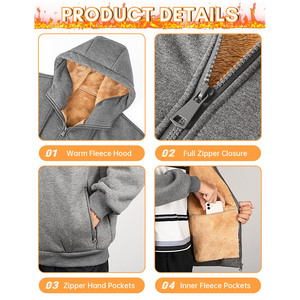 Sudadera con Capucha y Cremallera Completa para Hombre, con Logotipo Personalizado, Impresión en Serigrafía, 100% Algodón, Transpirable, Ecológica, Otoño 2026 - Product Image 5