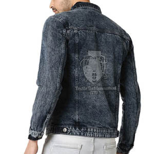 แจ็คเก็ตยีนส์ผ้าแคนวาสสำหรับผู้ชาย ดีไซน์ล่าสุด ราคาสมเหตุสมผล บริการ OEM พร้อมโลโก้ด้านหน้า - Product Image 3