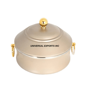 Cazuela de metal con acabado de cuero, cazuela de diseño de doble pared hecha a mano, calentador de alimentos de metal de mesa con acabado personalizado - Product Image 6