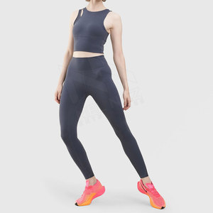 Legging de sport pour femme à taille haute, sans couture, en Spandex/Nylon, séchage rapide, respirant, motif uni, taille élastique, personnalisable avec logo OEM - Product Image 4