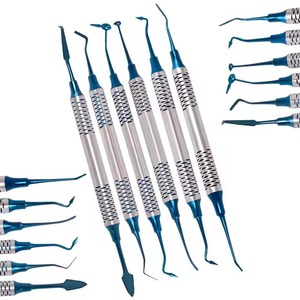 Espátula de acero inoxidable y herramientas de relleno para restaurador 6 en 1 Kit de instrumentos de llenado compuesto Dental con revestimiento dorado - Product Image 6