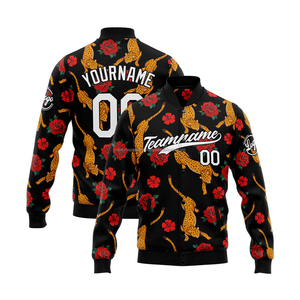 Chaqueta universitaria personalizada con cuello levantado y decoración bordada Mangas en contraste con el logotipo frontal-Team Spirit Wear - Product Image 1