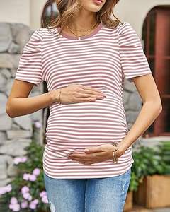 T-shirt de maternité d'été ample sans manches en coton 100% de haute qualité, à séchage rapide, avec impression de logo personnalisé, pour femmes enceintes - Vente en gros - Product Image 4